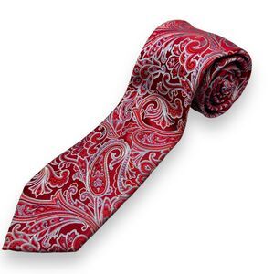 Eagle Mens Red Paisley Pattern Neck Tie 100% Silk Classic Style Model 58 inch